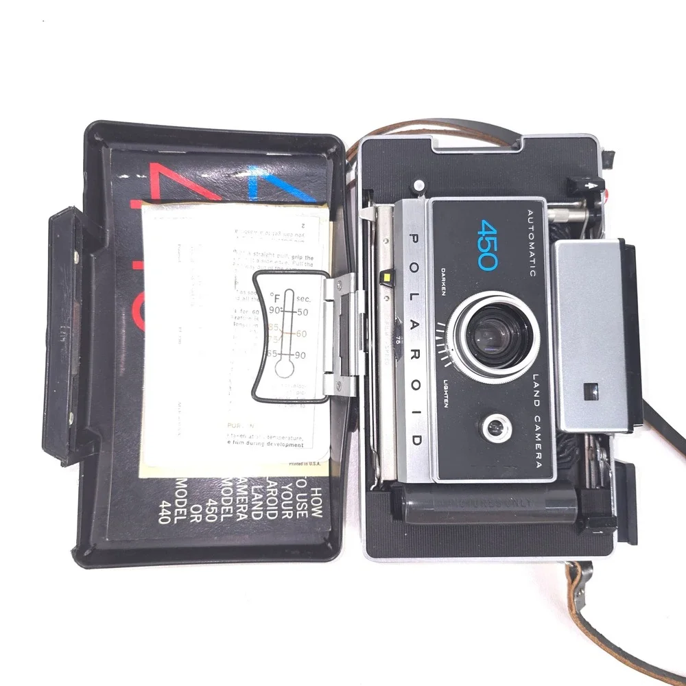 Polaroid Automatic Land‎ Camera 450 Manuals Flash Guide Timer Case VTG Untested